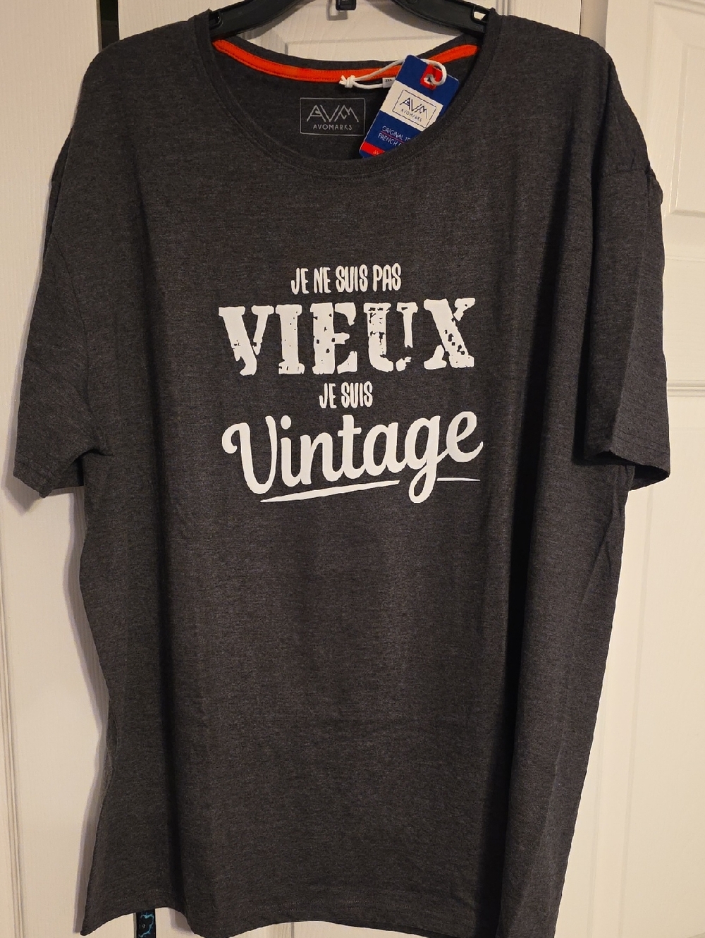 VM Dark Gray Short-Sleeve Graphic Tee - French/ France - 3X- Mens